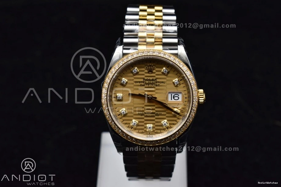 Dial Edition Bracelet YG Textured SS VS 126283rbr Steel 36 904L Jubilee Best 1:1 577 on Diamonds Comfortable DateJust VSF 0317